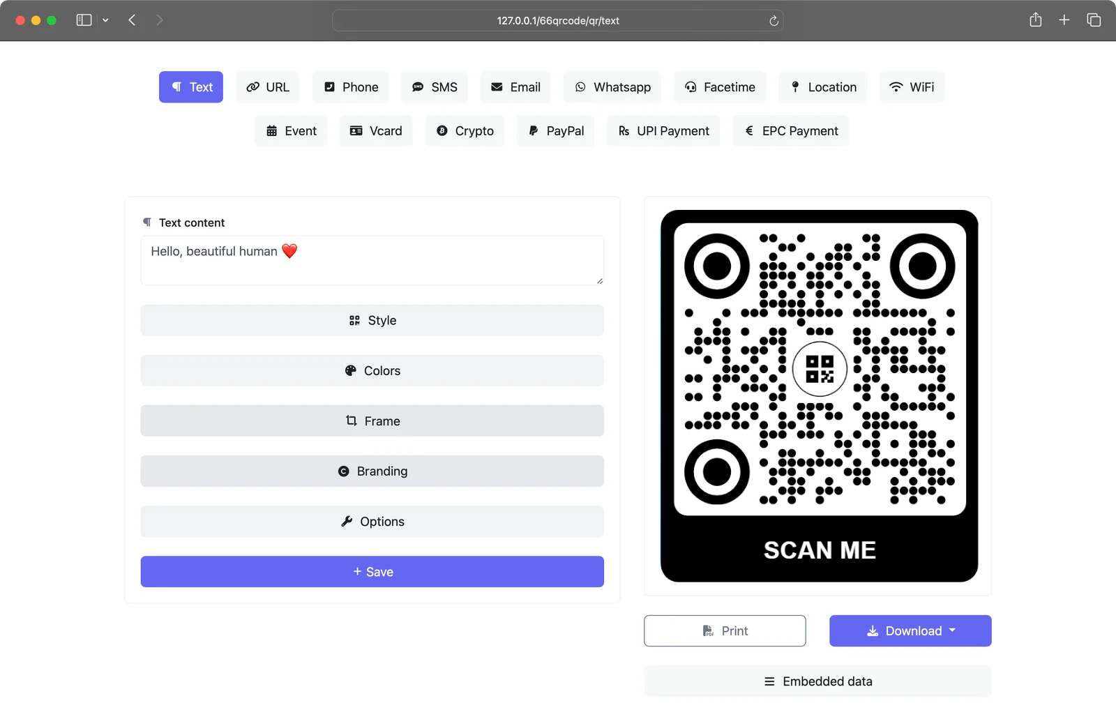 Screenshot of app dashboard